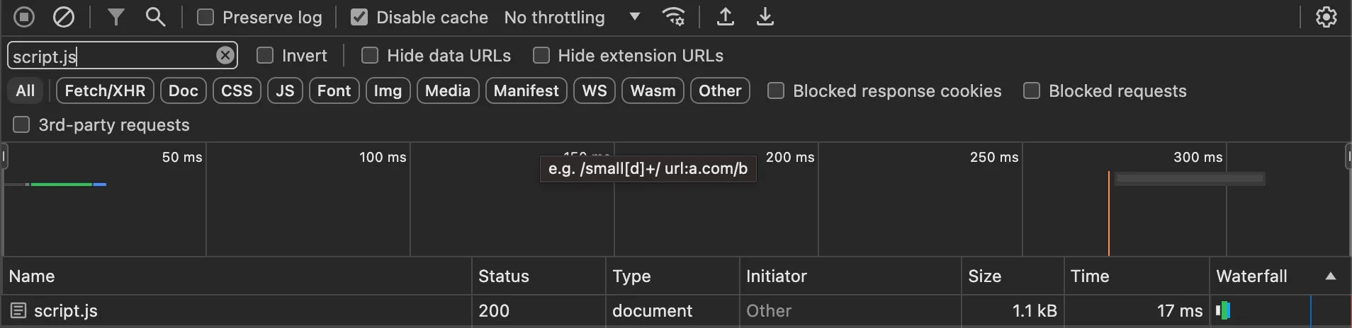 A screenshot of the developer tools network tab with the Vercel Analytics script MiddlewareCantBeLoaded.